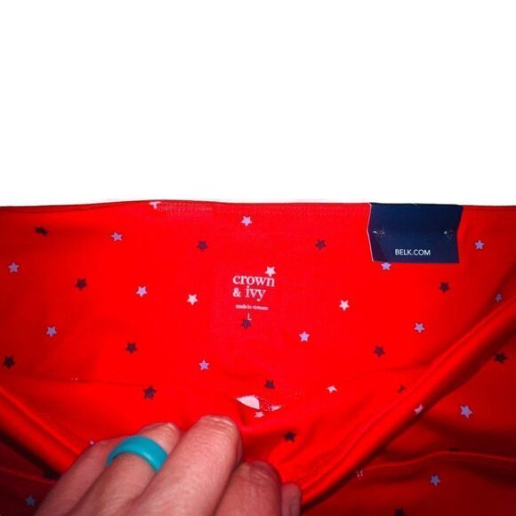 Crown & Ivy Printed Leggings Red Star Women's Large (L)  NWT - Picture 5 of 9